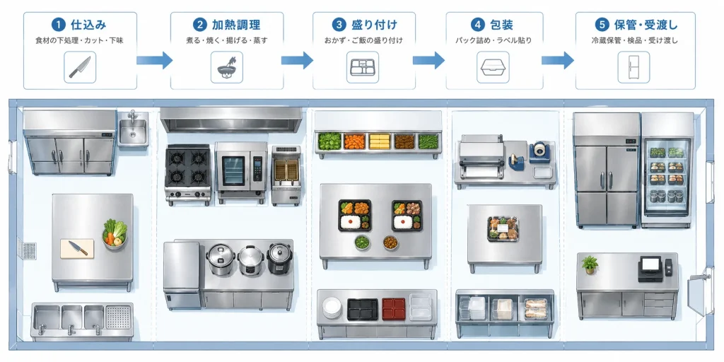 お弁当屋の厨房は「生産ライン」で考える。レイアウト